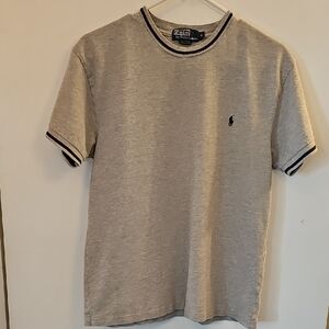 Men's Polo by Ralph Lauren Gray Short Sleeve Tee with Contrast Trim